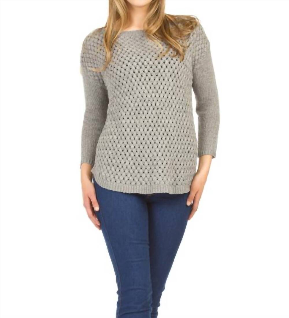 NEW PAPILLON basket weave shirt hem sweater in grey